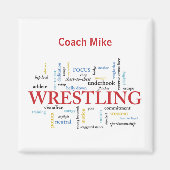 パーソナライズ、レスリングコーチありがとうお言葉 マグネット (正面)