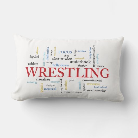 パーソナライズ、レスリングコーチありがとうお言葉 ランバークッション (正面)