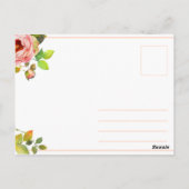 パーソナライズ - ローズウォーターカラー・セーブ・ザ・デート ポストカード (裏面)