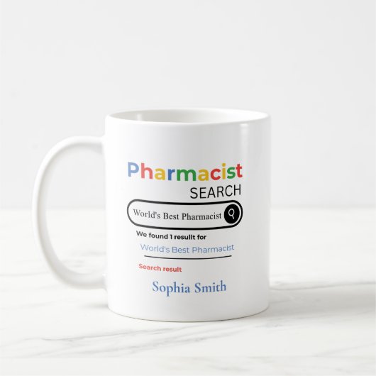 パーソナライズ 世界最高の薬剤師検索結果 コーヒーマグカップ (左)