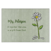 パーソナライズ，先生ありがとう，宗教的な花 カッティングボード (正面)