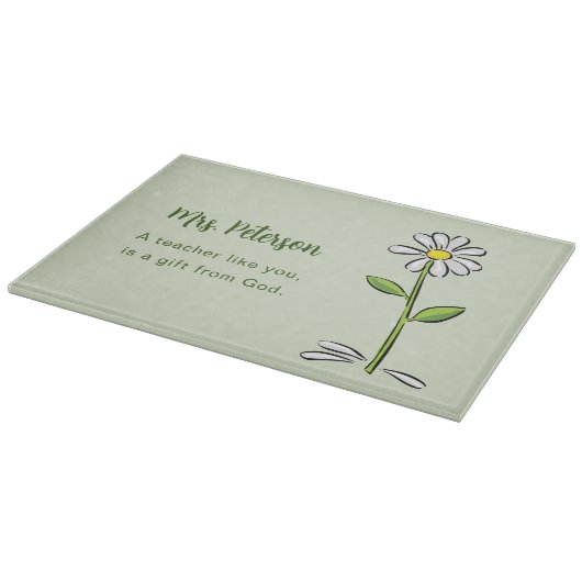 パーソナライズ，先生ありがとう，宗教的な花 カッティングボード (角)