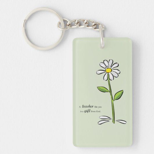 パーソナライズ，先生ありがとう，宗教的な花 キーホルダー (正面)