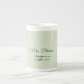 パーソナライズ，先生ありがとう，宗教的な花 ボーンチャイナマグカップ (正面)