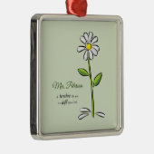 パーソナライズ，先生ありがとう，宗教的な花 メタルオーナメント (右)