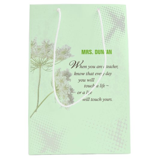 パーソナライズ，先生感謝の日ありがとう ミディアムペーパーバッグ (正面)