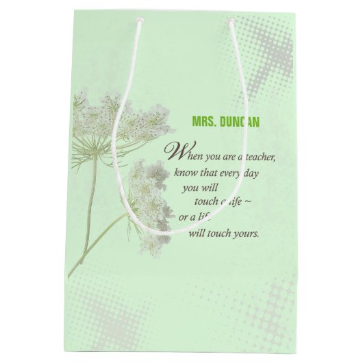 パーソナライズ，先生感謝の日ありがとう ミディアムペーパーバッグ (裏面)