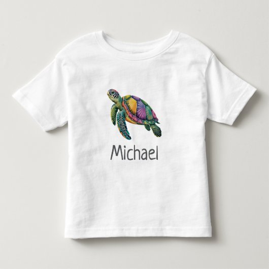 パーソナライズ 名前 カメ 海洋 航海 トドラーTシャツ (正面)
