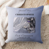 パーソナライズ，少年，最初の共産色 クッション (ブランケット)