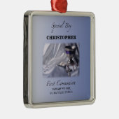 パーソナライズ，少年，最初の共産色 メタルオーナメント (右)