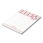 パーソナライズ:愛国的な赤と青のストライプ ノートパッド (回転)