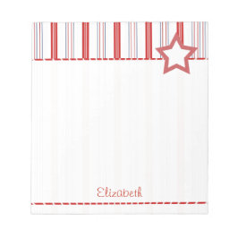 パーソナライズ：愛国的な赤と青のストライプ ノートパッド