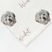 パーソナライズ！白いペットの写真と名前 フリースブランケット (角)