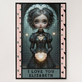 パーソナライズ、私はあなたを愛かわいいハート女の子 ジグソーパズル