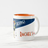 パーソナライズ: 私はむしろスキーをしていました! ヴィンテージのスキーヤー ツートーンマグカップ (正面右)