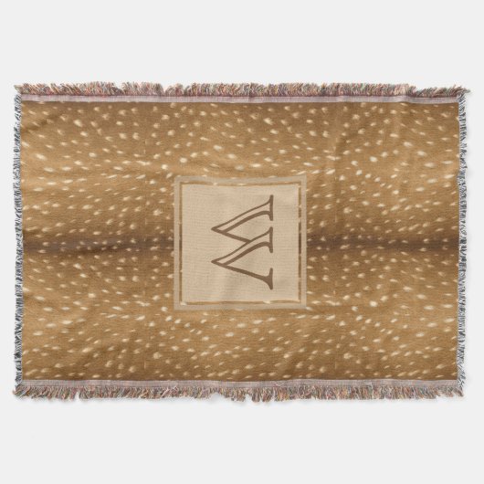 パーソナライズ-素朴な子鹿のシカの毛皮のプリント スローブランケット (正面)