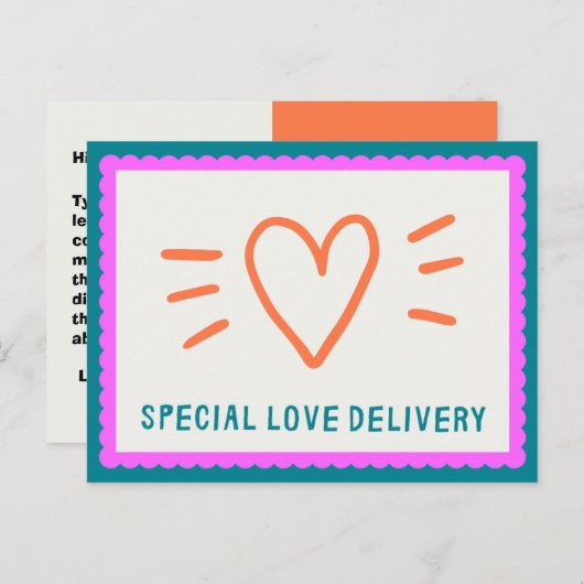 パーソナライズ - 緑 オレンジ ピンクのつながり ポストカード (正面/裏面)