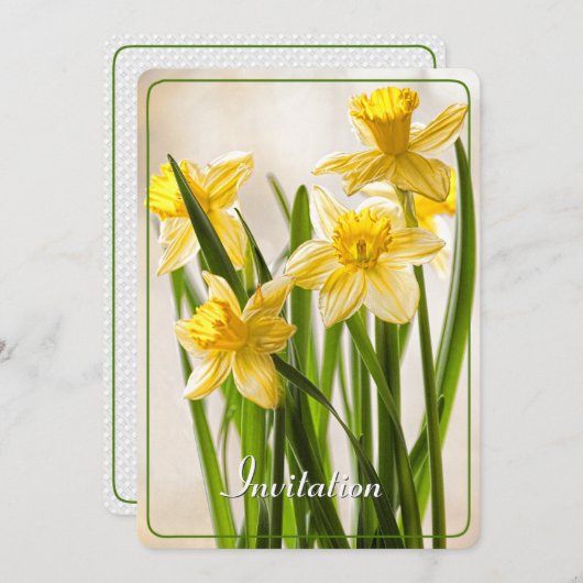 パーソナライズ：花の写真黄色の水仙 招待状 (正面/裏面)