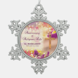 パーソナライズ、記念日の宗教生活、修道女 スノーフレークピューターオーナメント