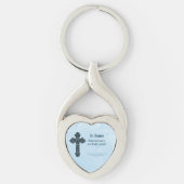 パーソナライズ、調整の記念日の司祭、クロス キーホルダー (正面)