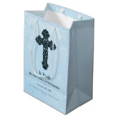 パーソナライズ、調整の記念日の司祭、クロス ミディアムペーパーバッグ (裏面アングル)