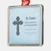 パーソナライズ、調整の記念日の司祭、クロス メタルオーナメント (左)