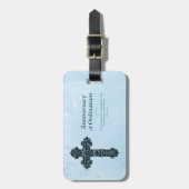 パーソナライズ、調整の記念日の司祭、クロス ラゲッジタグ (正面縦)