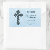 パーソナライズ、調整の記念日の司祭、クロス 長方形シール (バッグ)