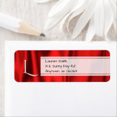 パーソナライズ：赤フェイクサテン生地のテクスチャ ラベル (インサイチュ)