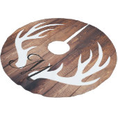 パーソナライズ-農家の木製の板のシカの(雄ジカの)枝角 ブラッシュドポリエステルツリースカート (アングル)