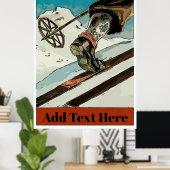 パーソナライズ、追加文字、マウンテンスノースキー ポスター (ホームオフィス)