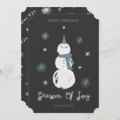 パーソナライズ!雪だるまシーズンオブジョイホリデーカード シーズンカード (正面/裏面)