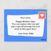 パーソナライズ - 青い虹の母の日 ポストカード (裏面)