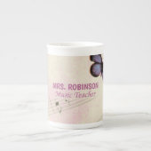 パーソナライズ、音楽の蝶の感謝してい先生 ボーンチャイナマグカップ (正面)