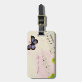 パーソナライズ、音楽の蝶の感謝してい先生 ラゲッジタグ (正面縦)