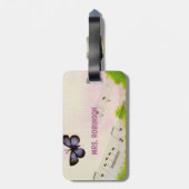 パーソナライズ、音楽の蝶の感謝してい先生 ラゲッジタグ (裏面縦)