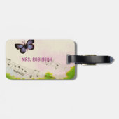 パーソナライズ、音楽の蝶の感謝してい先生 ラゲッジタグ (裏面横)