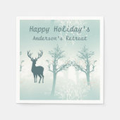 パーソナライズ – 鹿と木のパターン スタンダードカクテルナプキン (正面)