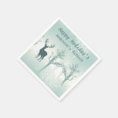 パーソナライズ – 鹿と木のパターン スタンダードカクテルナプキン (角)