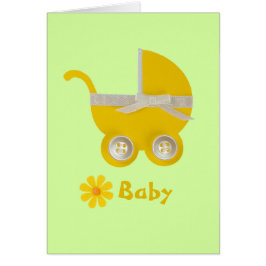 パーソナライズ、黄色のベビーカーと白い弓