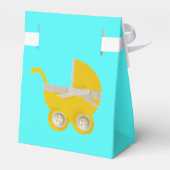 パーソナライズ、黄色のベビーカーと白い弓 フェイバーボックス (裏面サイド)