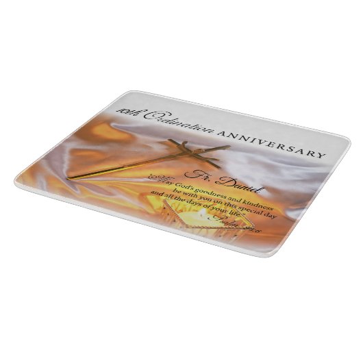 パーソナライズ、10th調整記念日、クロス カッティングボード (角)