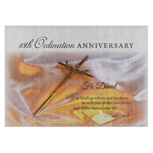 パーソナライズ、10th調整記念日、クロス カッティングボード (正面)