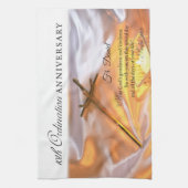 パーソナライズ、10th調整記念日、クロス キッチンタオル (縦)