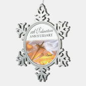 パーソナライズ、10th調整記念日、クロス スノーフレークピューターオーナメント (右)