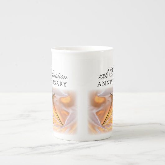 パーソナライズ、10th調整記念日、クロス ボーンチャイナマグカップ (正面)