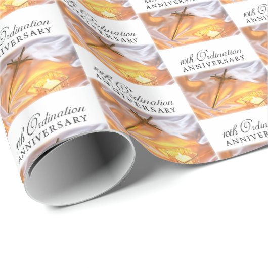 パーソナライズ、10th調整記念日、クロス ラッピングペーパー (ロールコーナー)