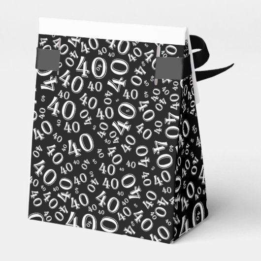 パーソナライズ: 40th誕生日テーマブラック/ホワイト フェイバーボックス (裏面サイド)