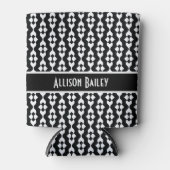 パーソナライズ、FunkyBlack及び白いパターン 缶クーラー (正面)