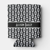 パーソナライズ、FunkyBlack及び白いパターン 缶クーラー (裏面)